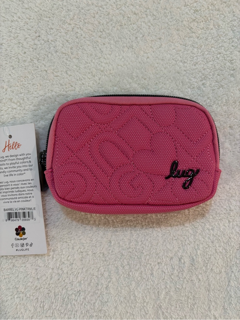 Lug barrel wallet pink tourmaline rfid matte luxe vegan leather
